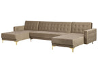 Modular U-Shape Sofa Bed ABERDEEN Velvet Sand Beige 5 Seater