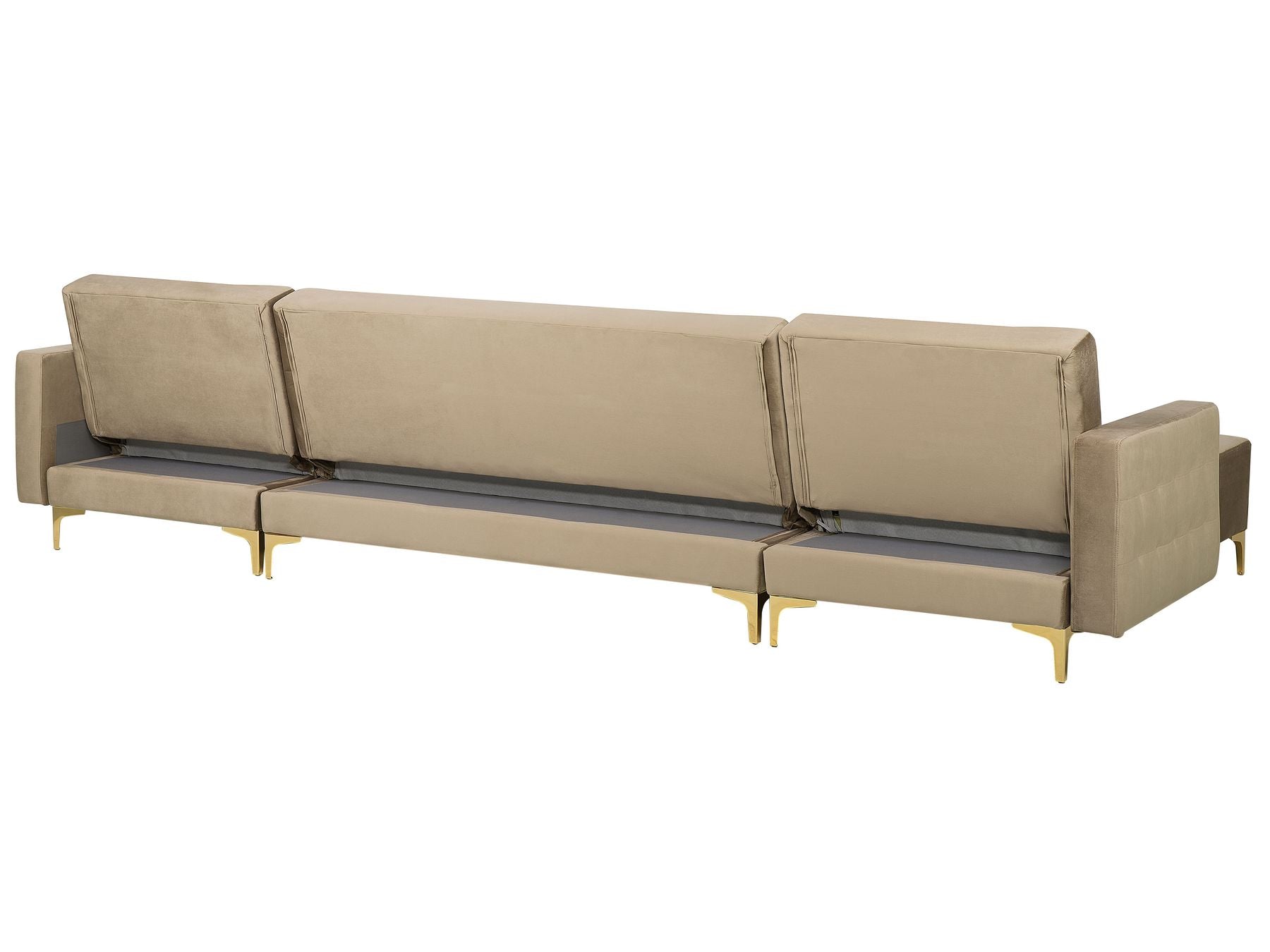 Modular U-Shape Sofa Bed ABERDEEN Velvet Sand Beige 5 Seater