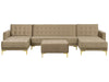 Modular U-Shape Sofa Bed Velvet Sand Beige with Ottoman 5 Seater