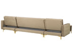 Modular U-Shape Sofa Bed ABERDEEN Velvet Sand Beige with Ottoman 5 Seater
