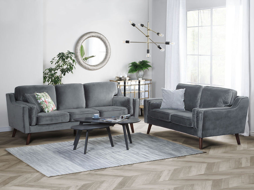 2 Seater Velvet Sofa Grey LOKKA