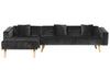 Corner Sofa Bed Velvet Black 4 Seater Right Hand