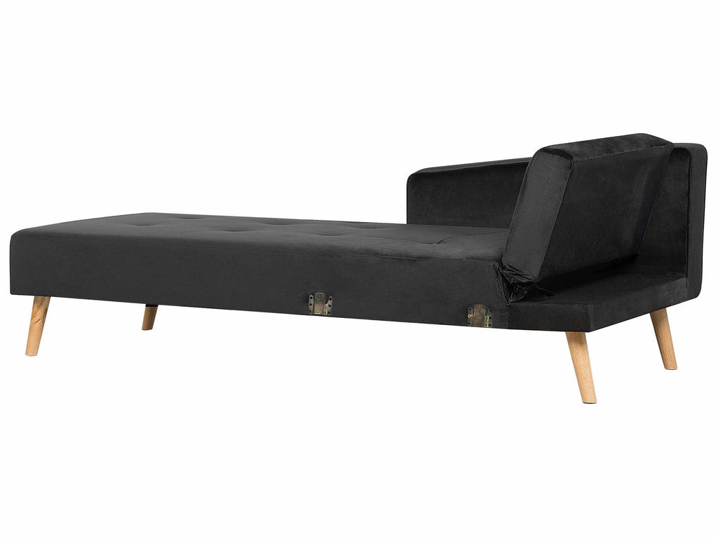 Corner Sofa Bed VADSO Velvet Black 4 Seater Right Hand