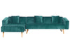 Corner Sofa Bed Velvet Emerald Green 4 Seater Right Hand