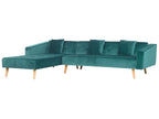 Corner Sofa Bed VADSO Velvet Emerald Green 4 Seater Right Hand