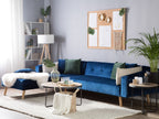 Corner Sofa Bed VADSO Velvet Navy Blue 4 Seater Right Hand