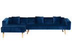 Corner Sofa Bed VADSO Velvet Navy Blue 4 Seater Right Hand
