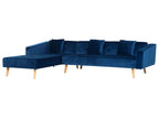 Corner Sofa Bed VADSO Velvet Navy Blue 4 Seater Right Hand