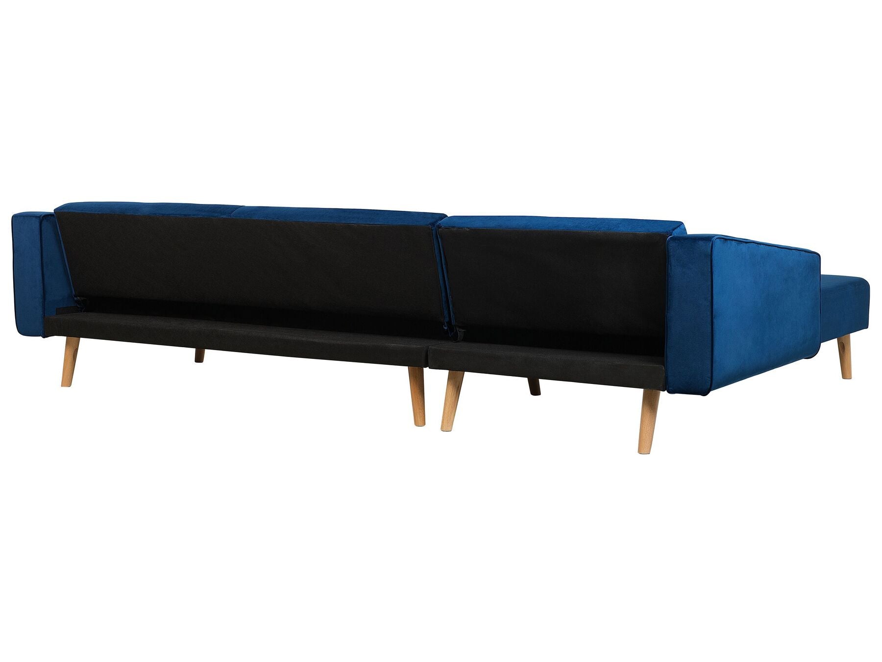 Corner Sofa Bed VADSO Velvet Navy Blue 4 Seater Right Hand