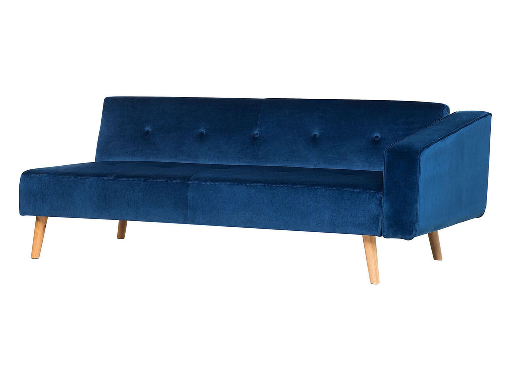 Corner Sofa Bed VADSO Velvet Navy Blue 4 Seater Right Hand