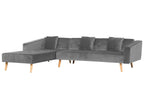 Corner Sofa Bed VADSO Velvet Grey 4 Seater Right Hand