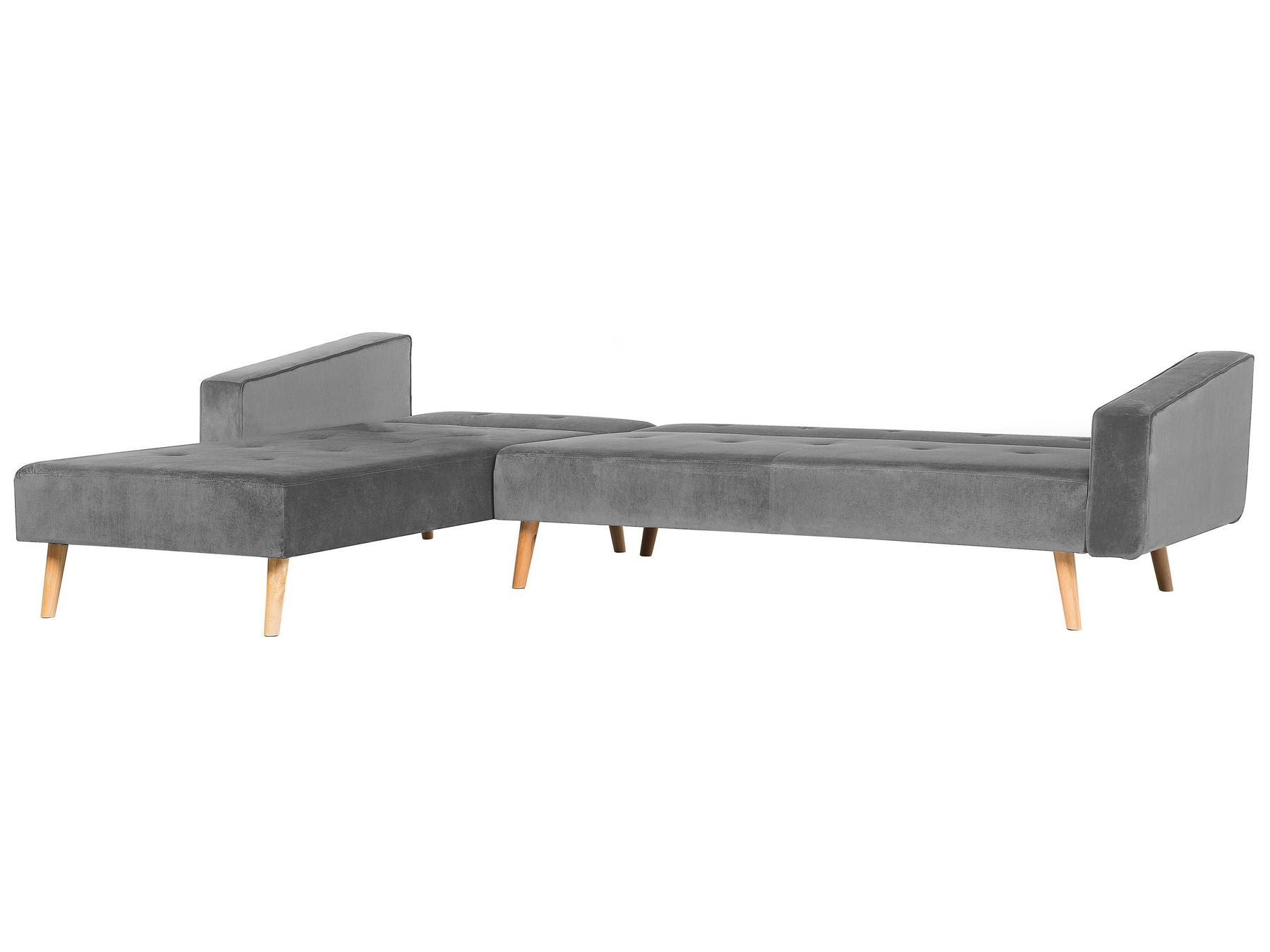Corner Sofa Bed VADSO Velvet Grey 4 Seater Right Hand