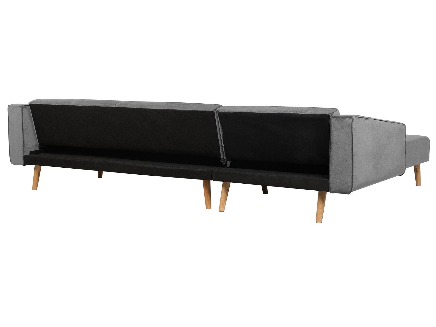 Corner Sofa Bed VADSO Velvet Grey 4 Seater Right Hand