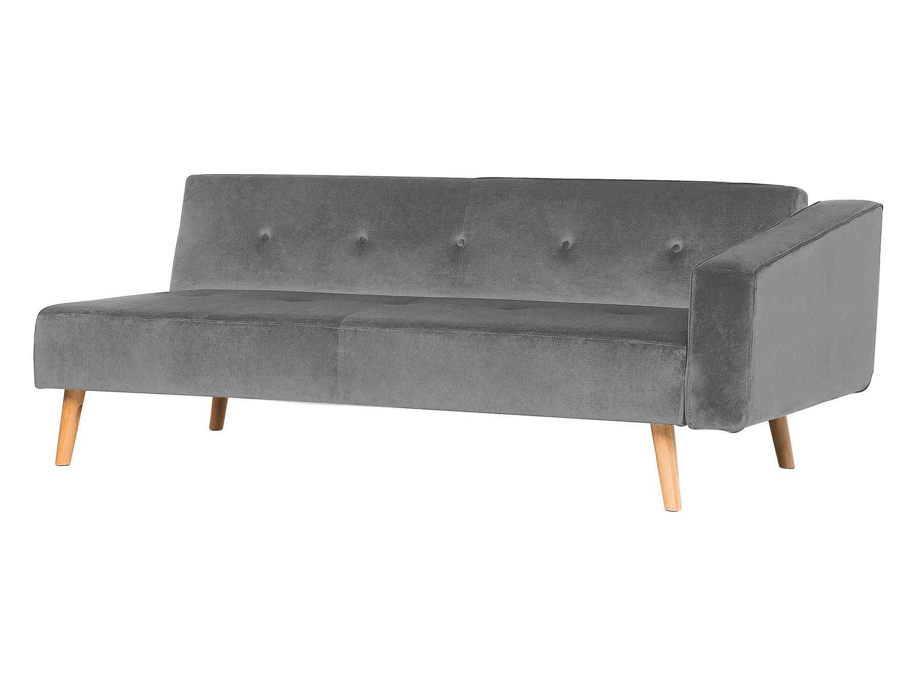 Corner Sofa Bed VADSO Velvet Grey 4 Seater Right Hand