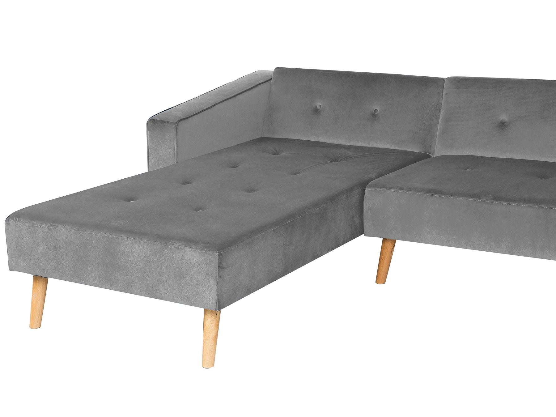 Corner Sofa Bed VADSO Velvet Grey 4 Seater Right Hand