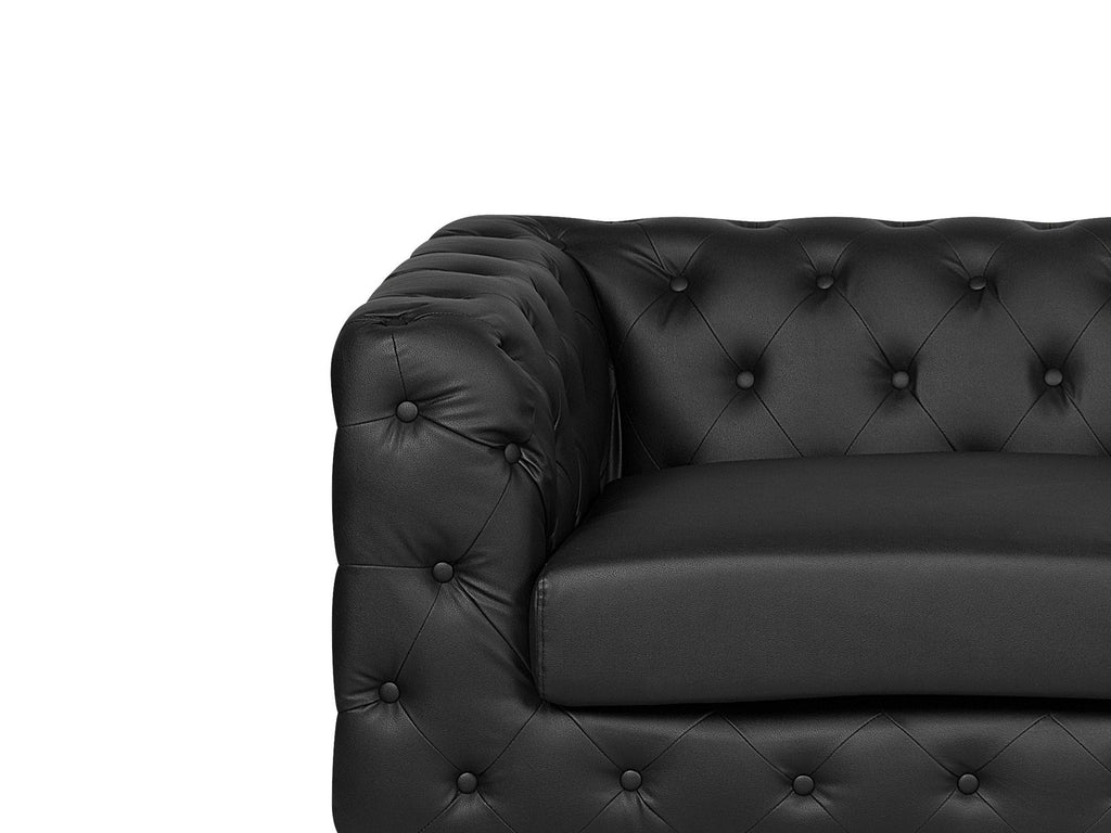 2 Seater Faux Leather Sofa Black VISSLAND