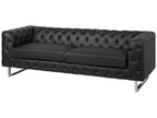 3 Seater Faux Leather Sofa Black VISSLAND