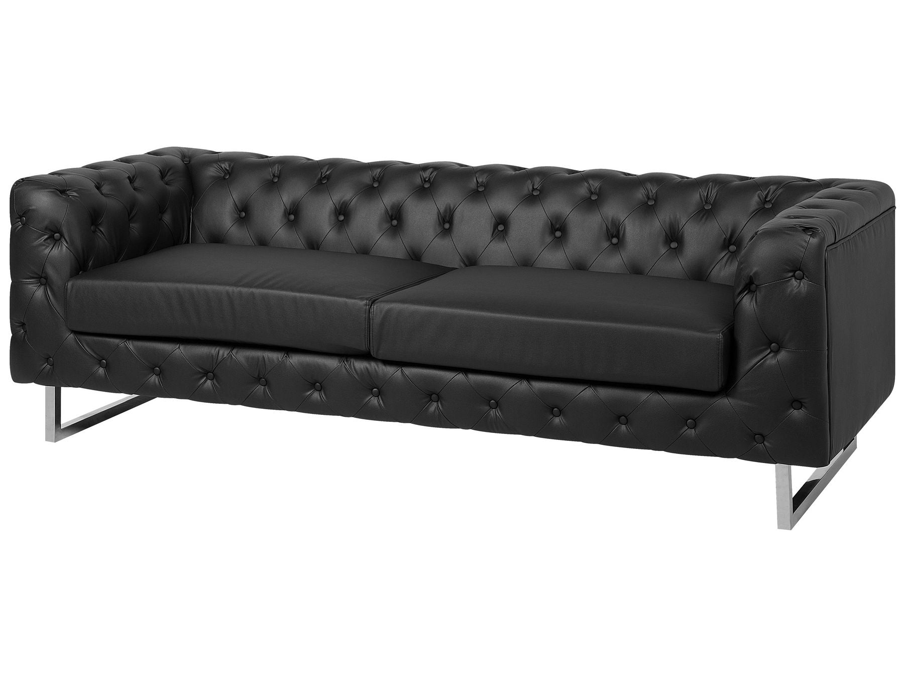 3 Seater Faux Leather Sofa Black VISSLAND