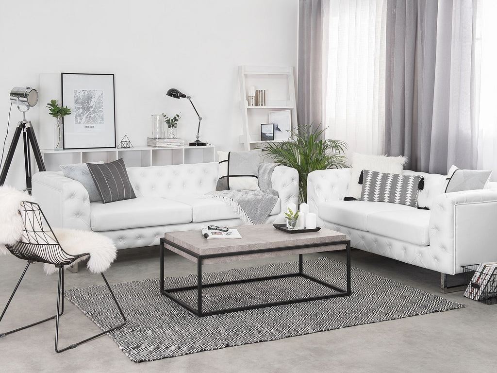 2 Seater Faux Leather Sofa White VISSLAND
