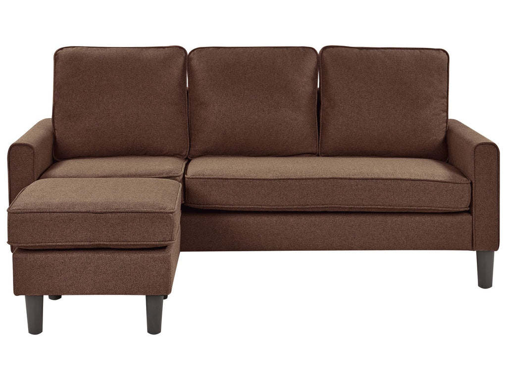 3 Seater Fabric Sofa with Ottoman Brown AVESTA
