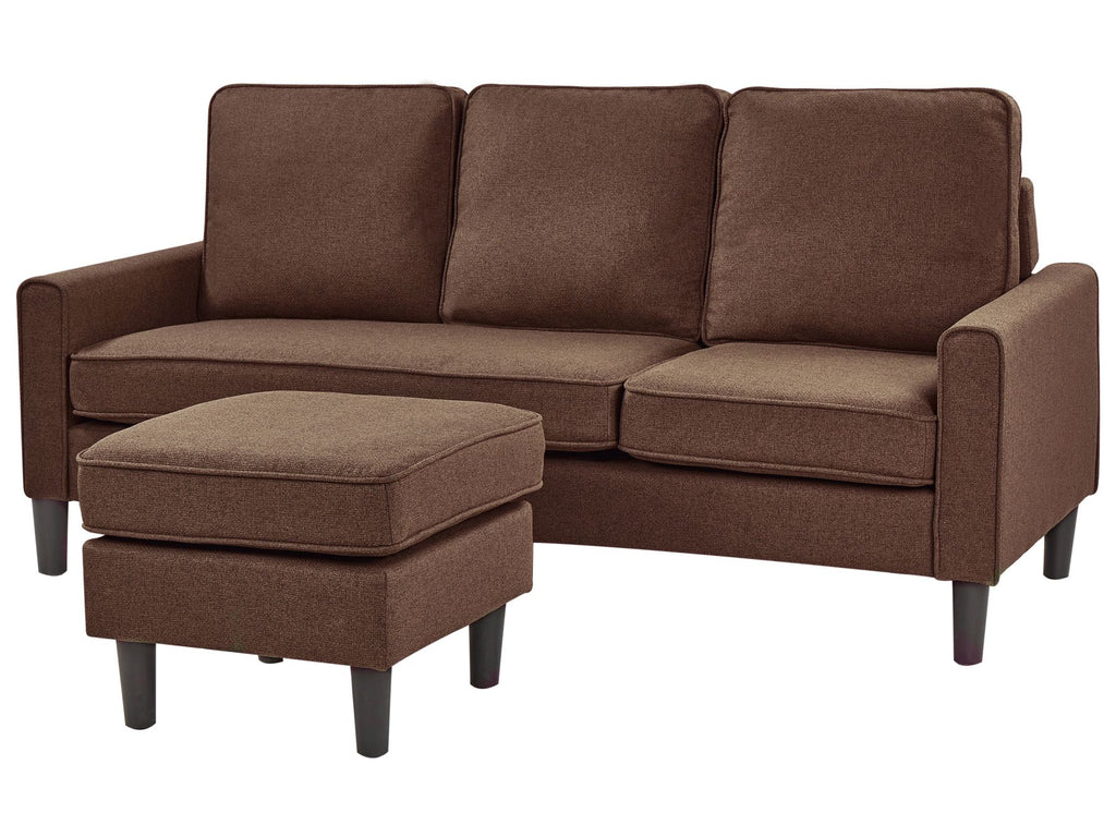 3 Seater Fabric Sofa with Ottoman Brown AVESTA