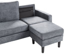 3 Seater Fabric Sofa with Ottoman Dark Grey AVESTA
