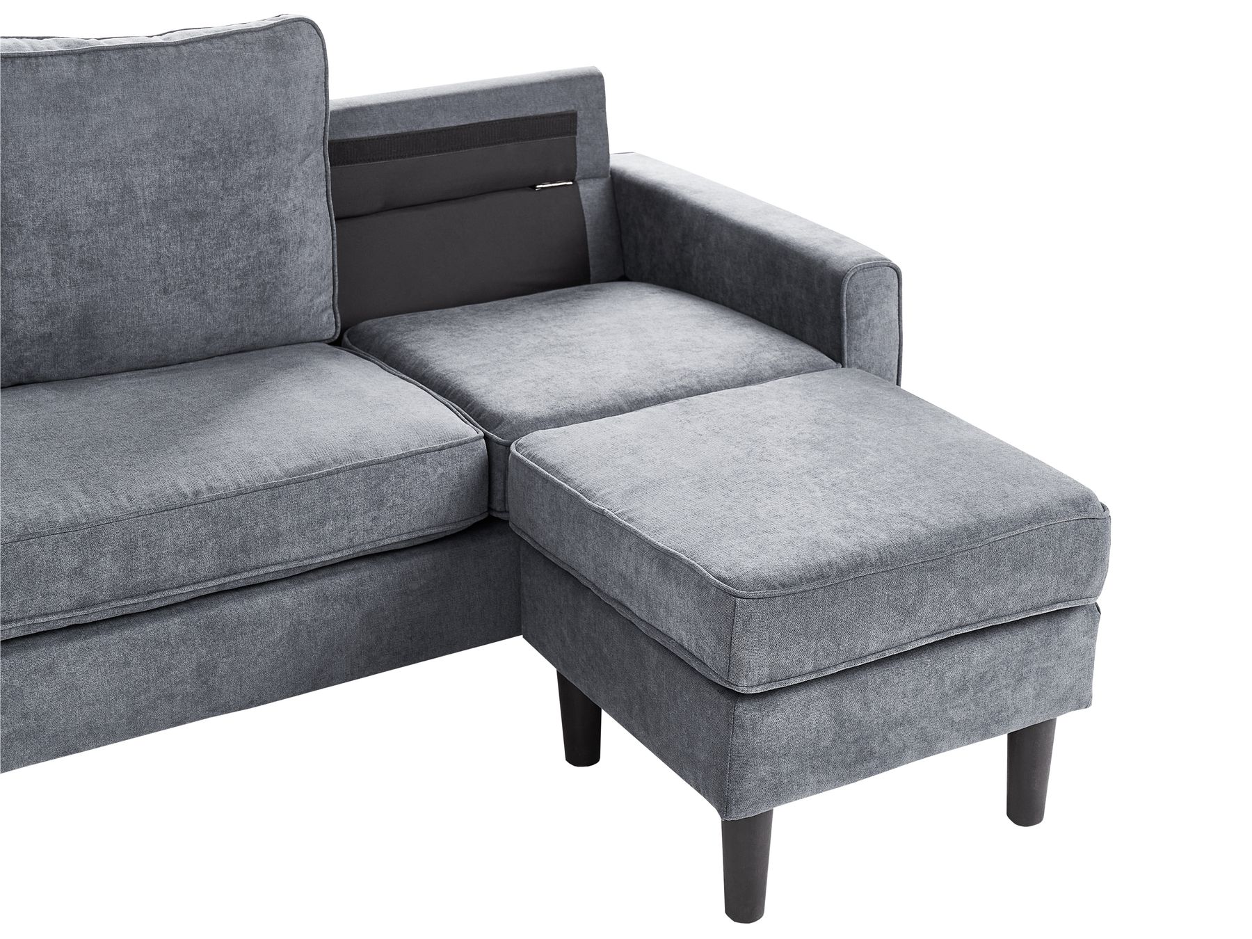 3 Seater Fabric Sofa with Ottoman Dark Grey AVESTA