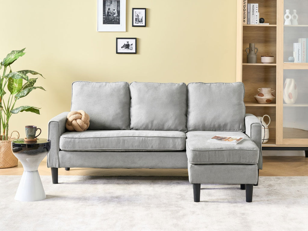 3 Seater Fabric Sofa with Ottoman Light Grey AVESTA