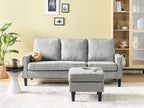 3 Seater Fabric Sofa with Ottoman Light Grey AVESTA