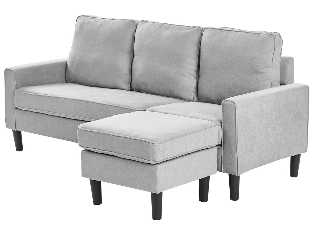 3 Seater Fabric Sofa with Ottoman Light Grey AVESTA