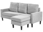3 Seater Fabric Sofa with Ottoman Light Grey AVESTA