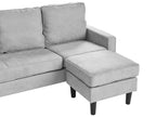3 Seater Fabric Sofa with Ottoman Light Grey AVESTA