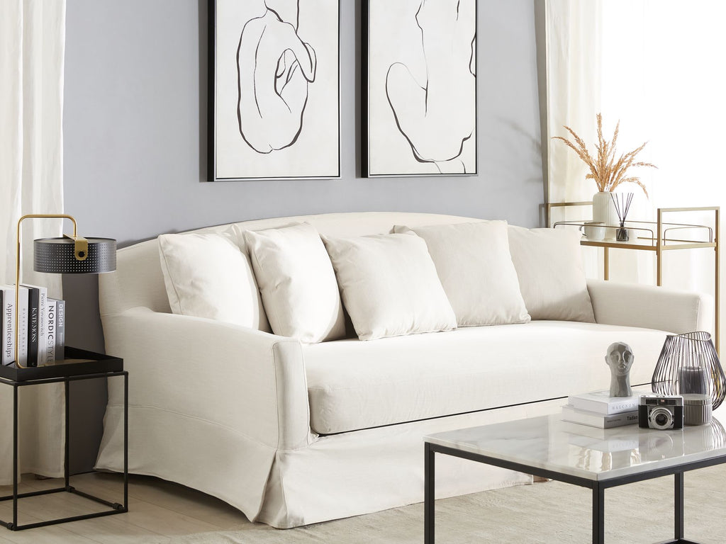 3 Seater Fabric Sofa Light Grey GILJA