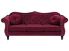 3 Seater Velvet Sofa Burgundy