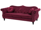 3 Seater Velvet Sofa Burgundy SKIEN