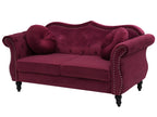 2 Seater Velvet Sofa Burgundy SKIEN