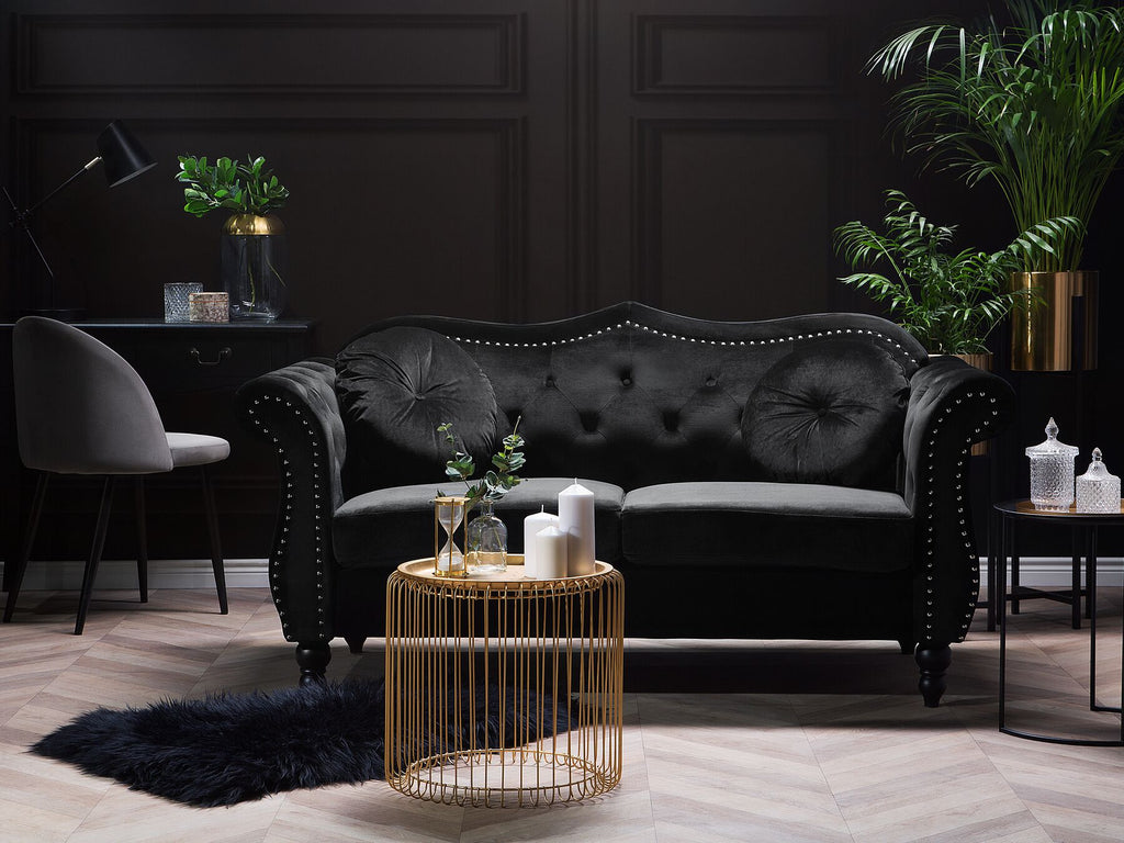 2 Seater Velvet Sofa Black SKIEN