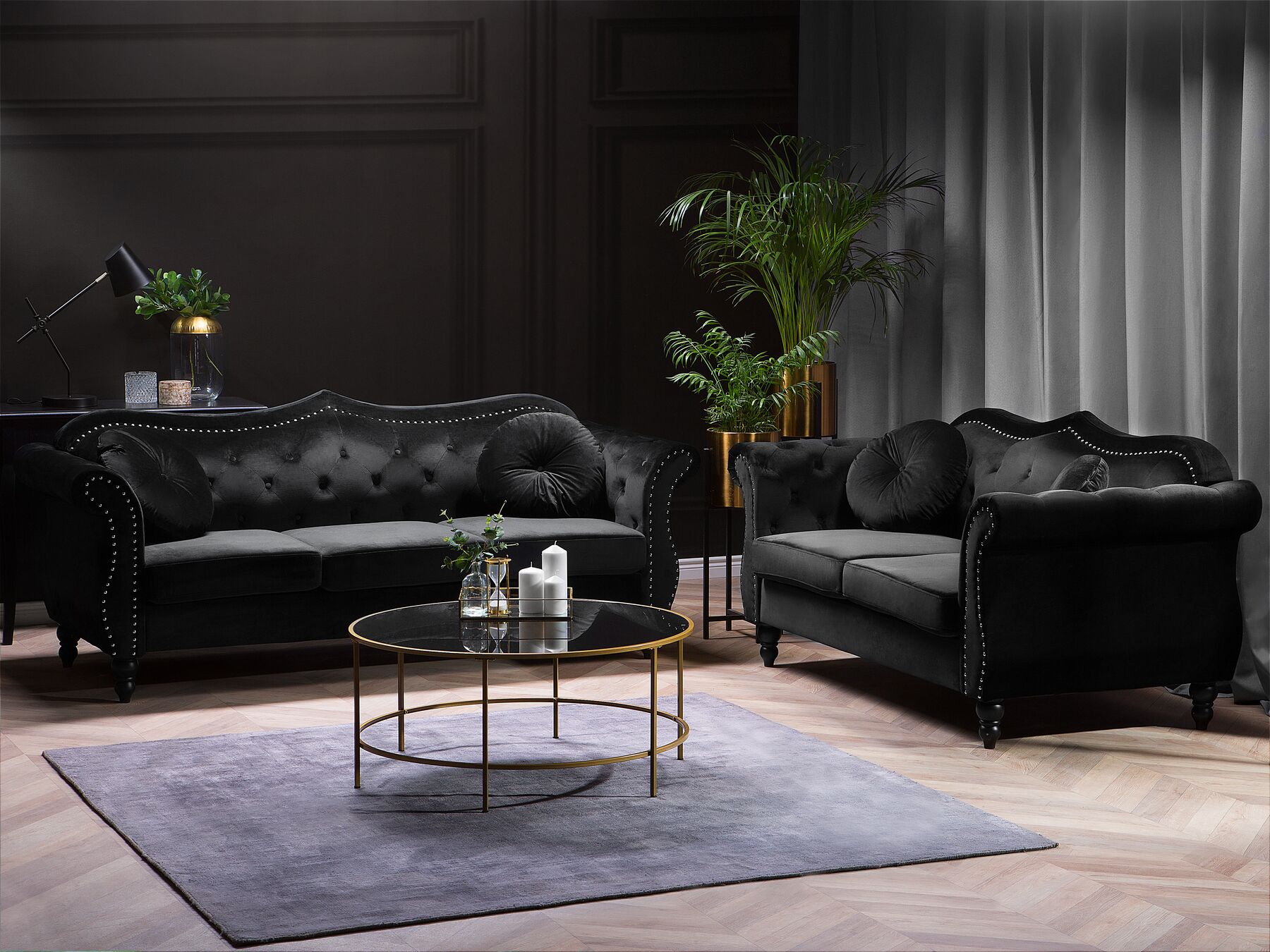 2 Seater Velvet Sofa Black SKIEN