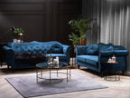 2 Seater Velvet Sofa Navy Blue SKIEN