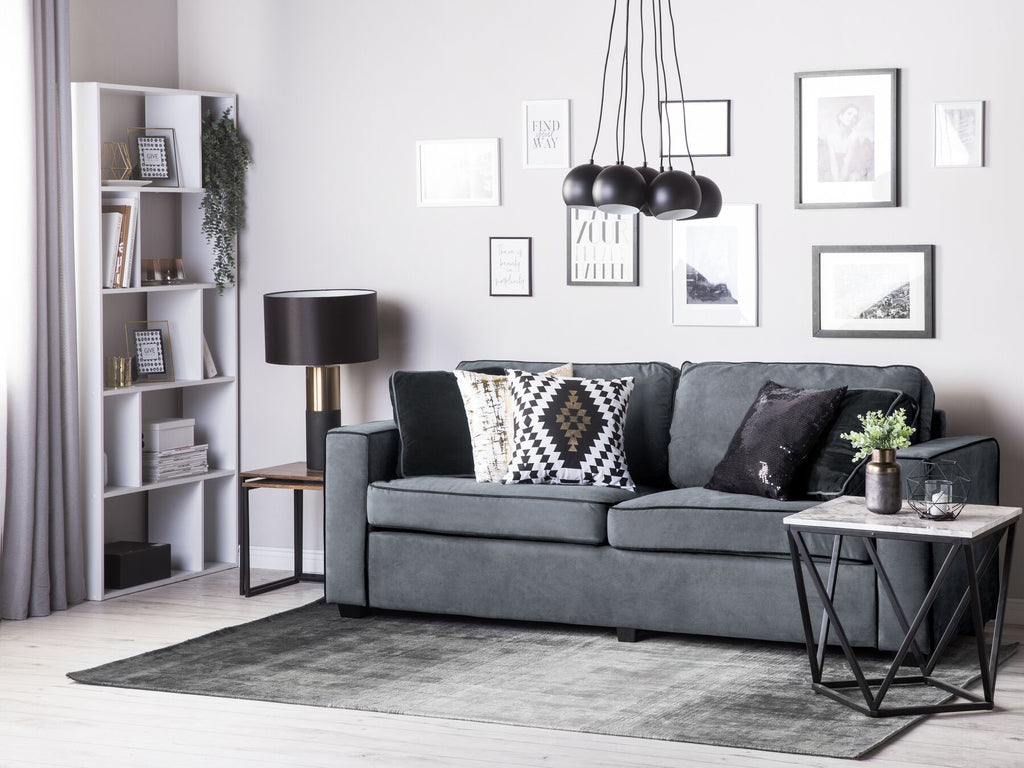 3 Seater Velvet Sofa Grey FALUN