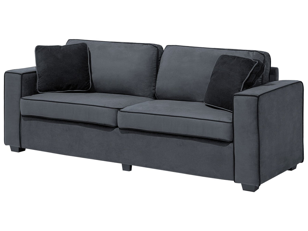 3 Seater Velvet Sofa Grey FALUN