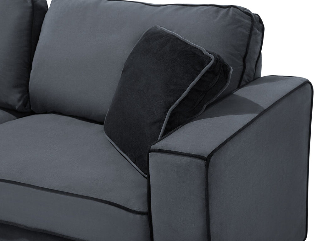 3 Seater Velvet Sofa Grey FALUN