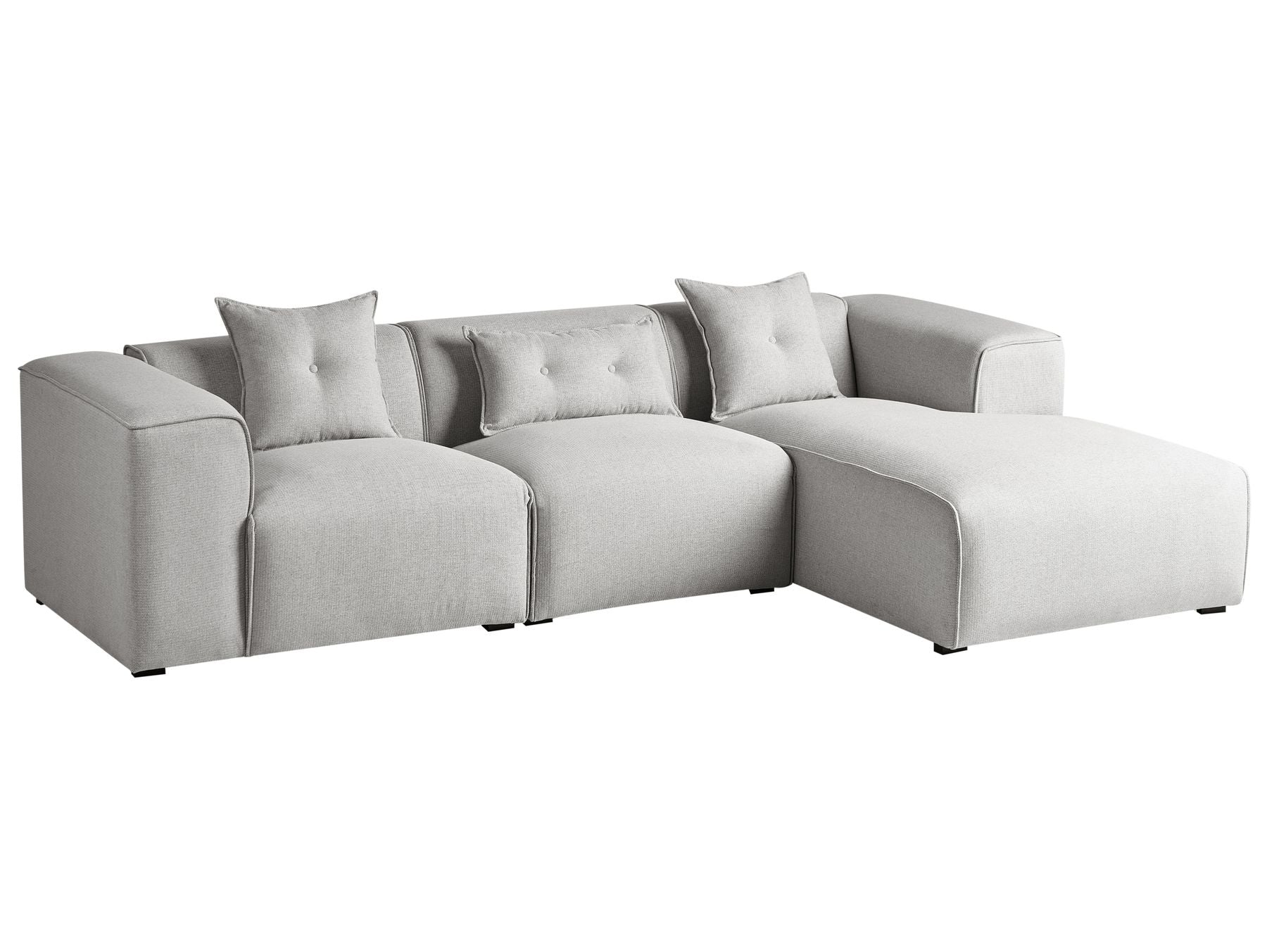 Corner Sofa DOLVA Fabric Light Grey 3 Seater Left Hand