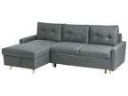 corner sofa bed flakk fabric dark grey with storage 4 seater right hand