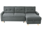 Corner Sofa Bed FLAKK Fabric Dark Grey with Storage 4 Seater Left Hand