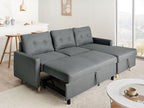 Corner Sofa Bed FLAKK Fabric Dark Grey with Storage 4 Seater Left Hand
