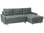 Corner Sofa Bed FLAKK Fabric Dark Grey with Storage 4 Seater Left Hand