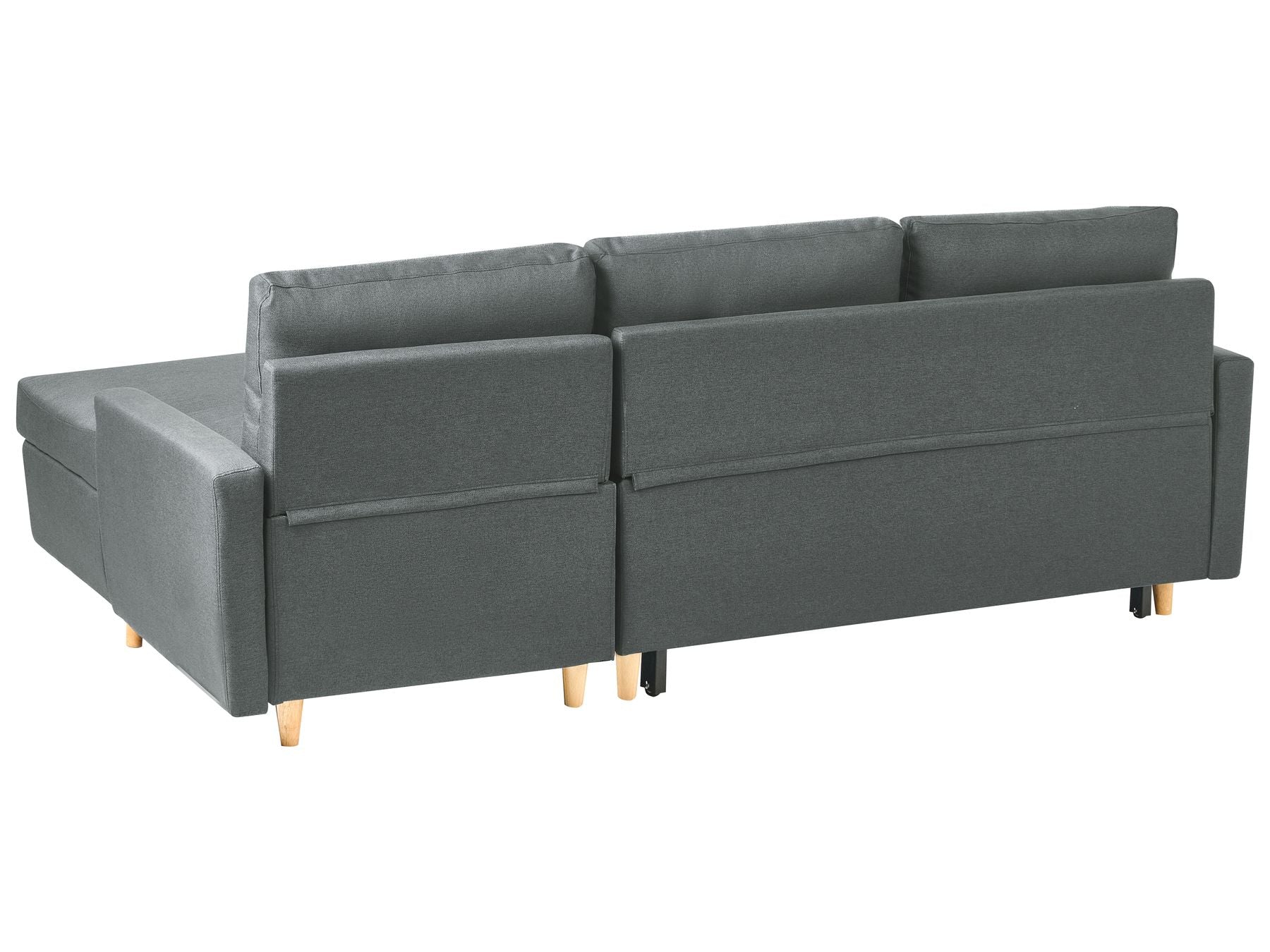 Corner Sofa Bed FLAKK Fabric Dark Grey with Storage 4 Seater Left Hand