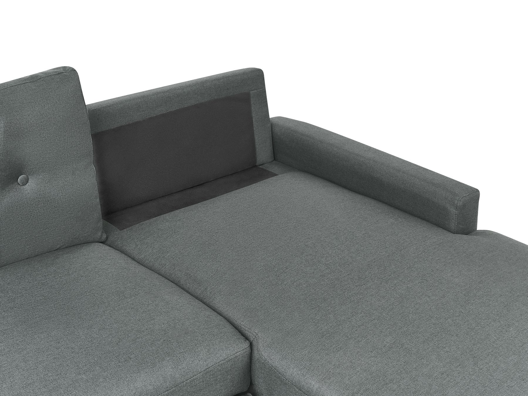 Corner Sofa Bed FLAKK Fabric Dark Grey with Storage 4 Seater Left Hand