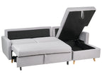 Corner Sofa Bed FLAKK Fabric Light Grey with Storage 4 Seater Left Hand